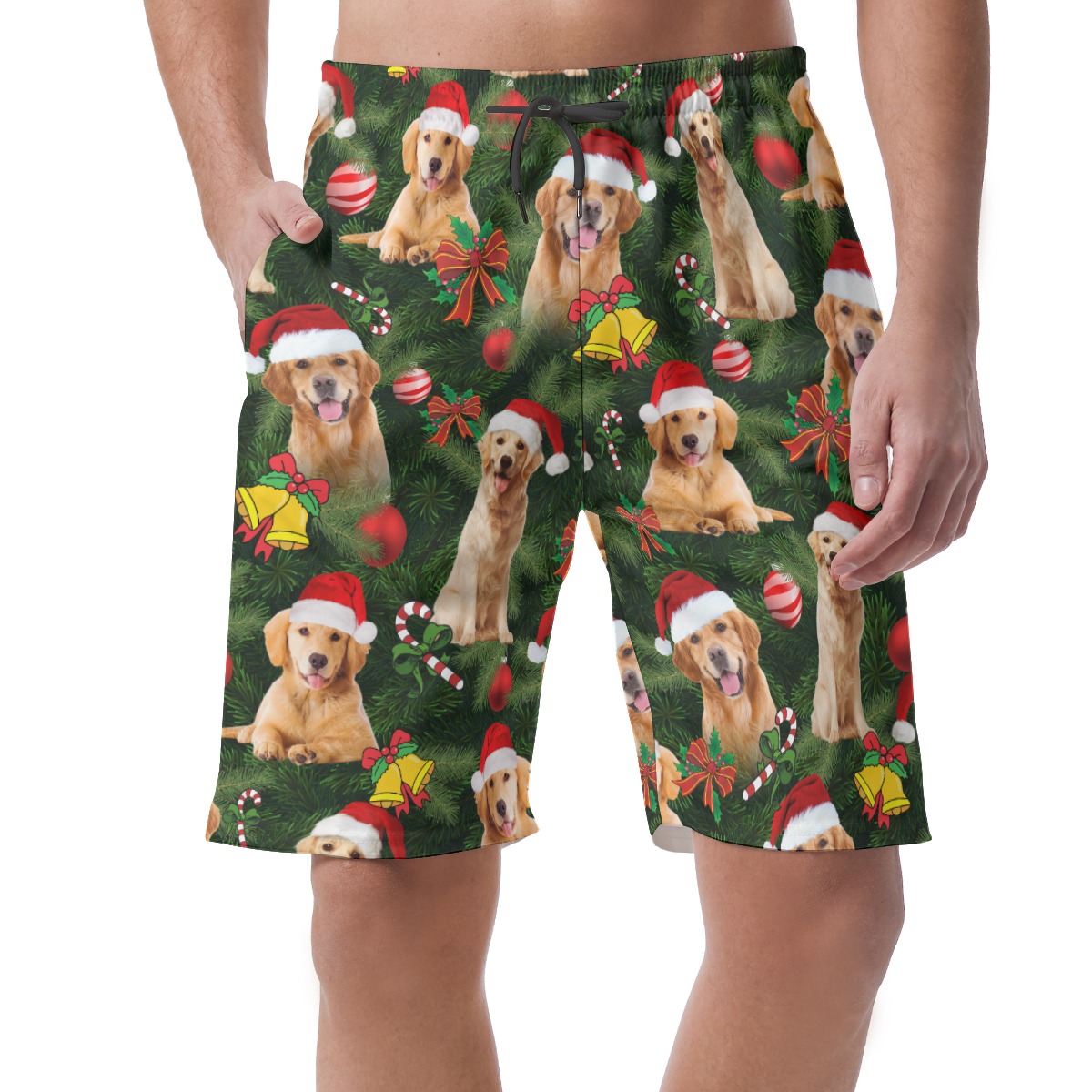 Golden Retriever On Christmas Board Shorts For Men - variant image 1