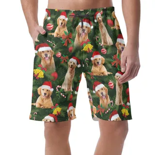 Golden Retriever On Christmas Board Shorts For Men