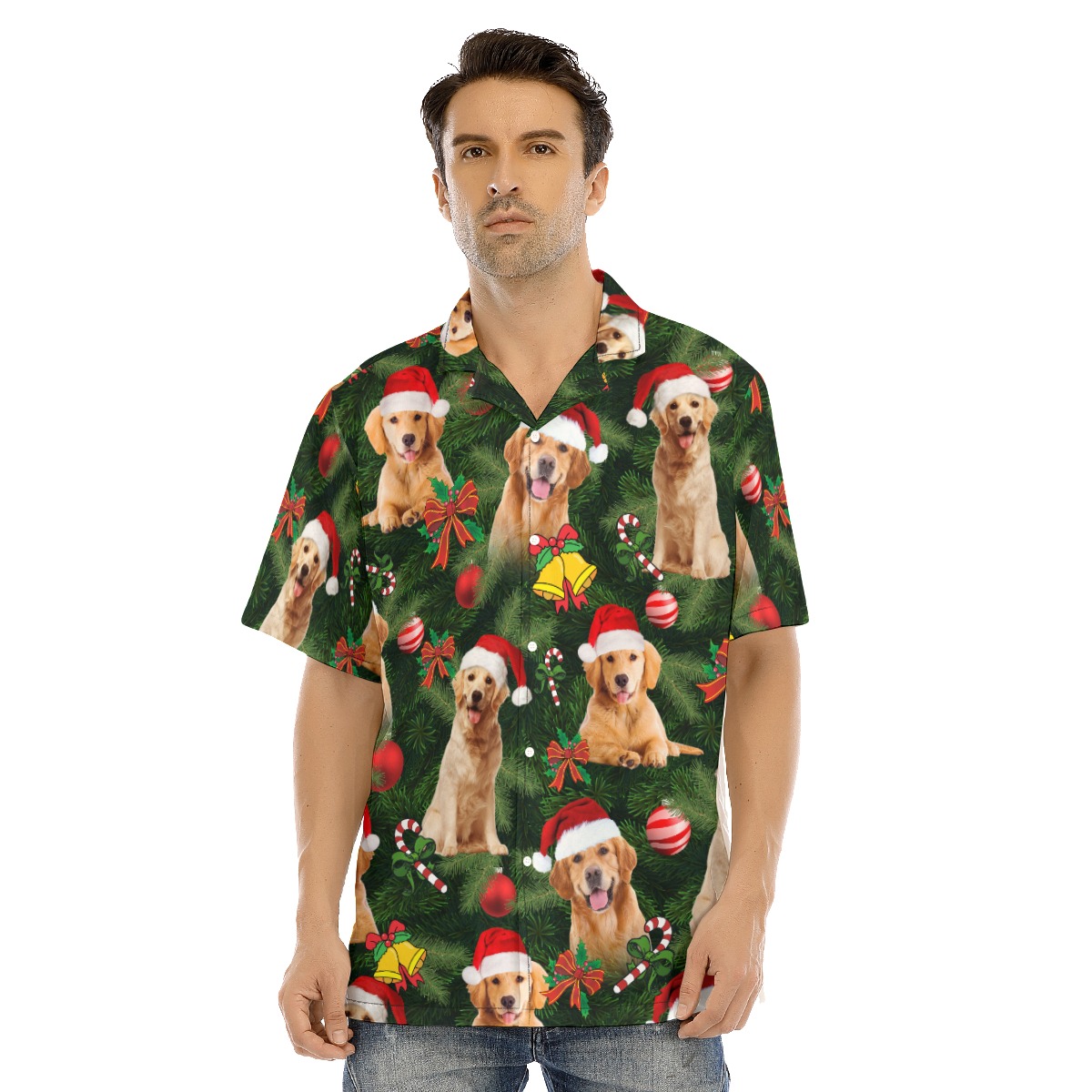 Golden Retriever Christmas Hawaiian Shirt - variant image 1
