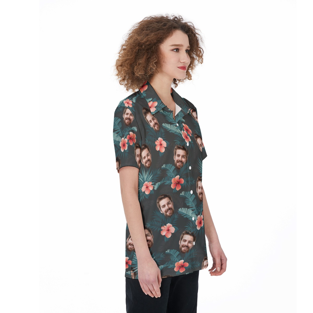 Custom Face Short Sleeve Hawaiian Shirt For Women