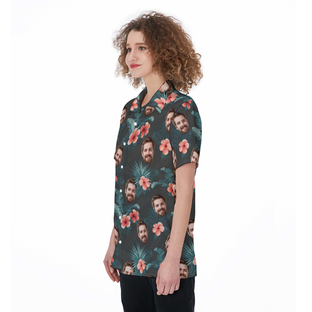 Custom Face Short Sleeve Hawaiian Shirt For Women