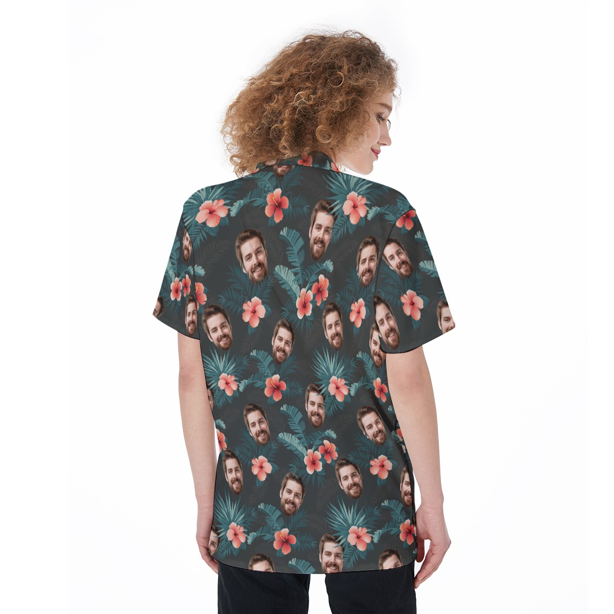 Custom Face Short Sleeve Hawaiian Shirt For Women