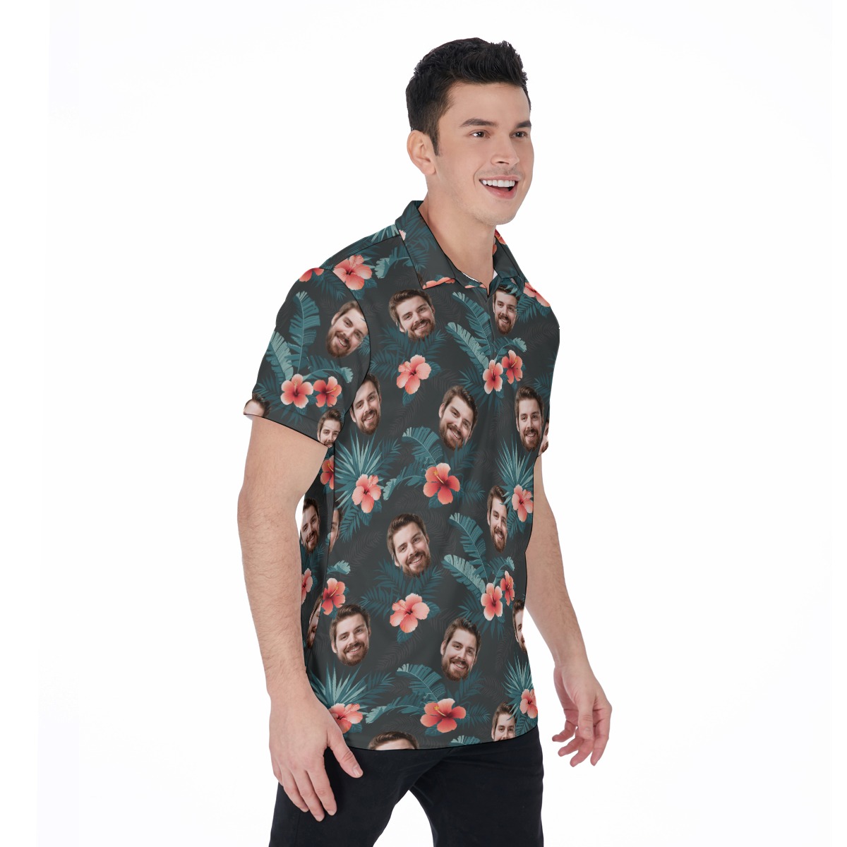 Tropical Custom Face Hawaiian Polo Shirt For Men