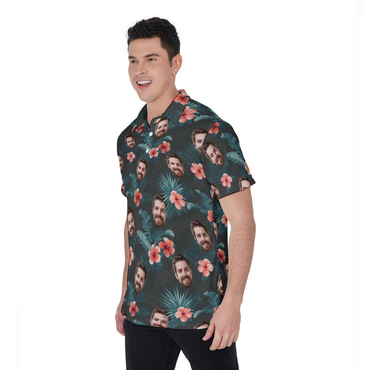 Tropical Custom Face Hawaiian Polo Shirt For Men