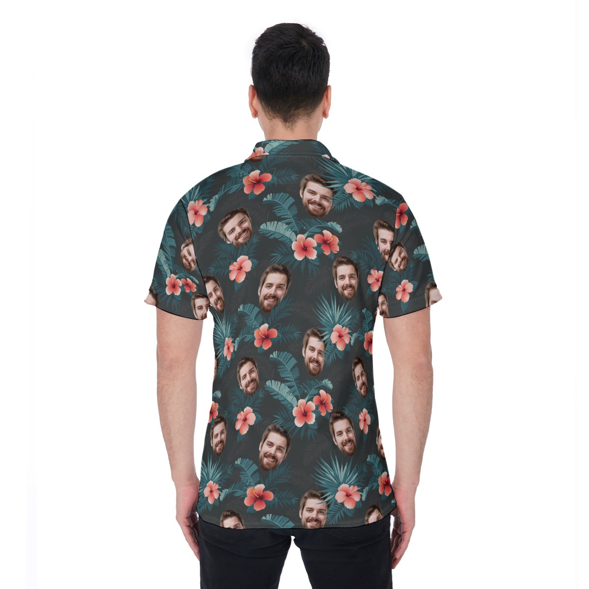 Tropical Custom Face Hawaiian Polo Shirt For Men