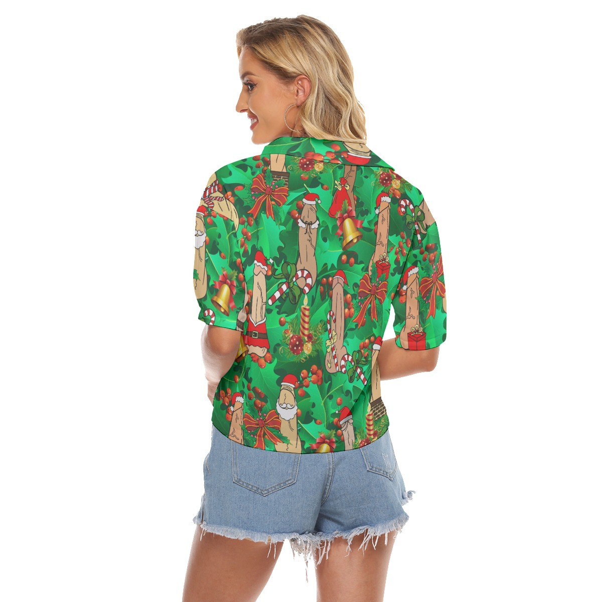 Funny Penis Christmas Hawaiian Crop Top For Women