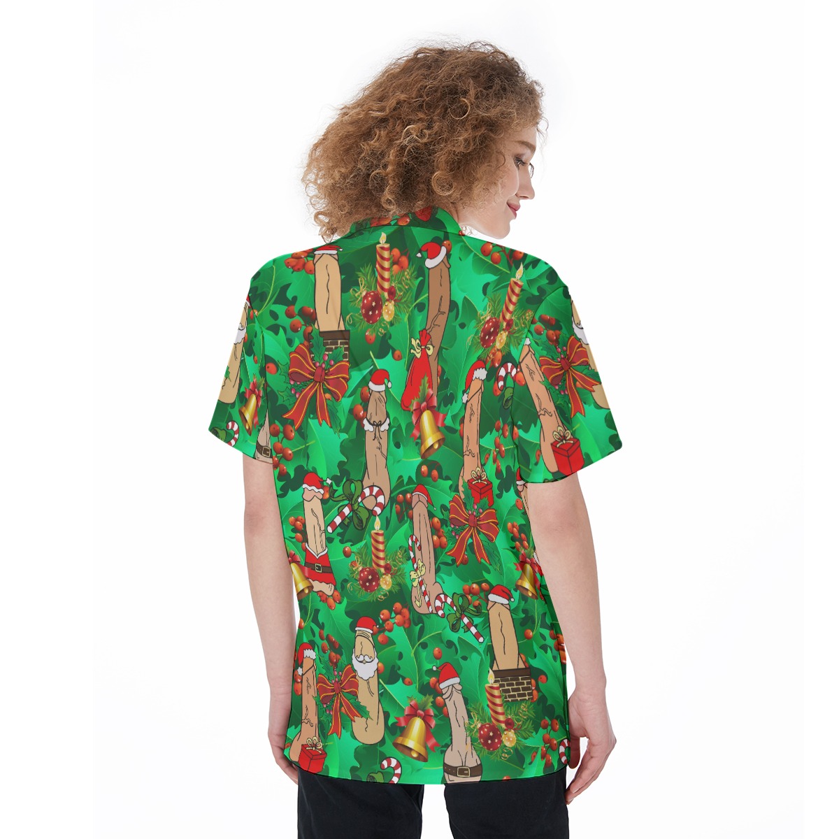 Funny Penis Christmas Aloha Shirt For Women