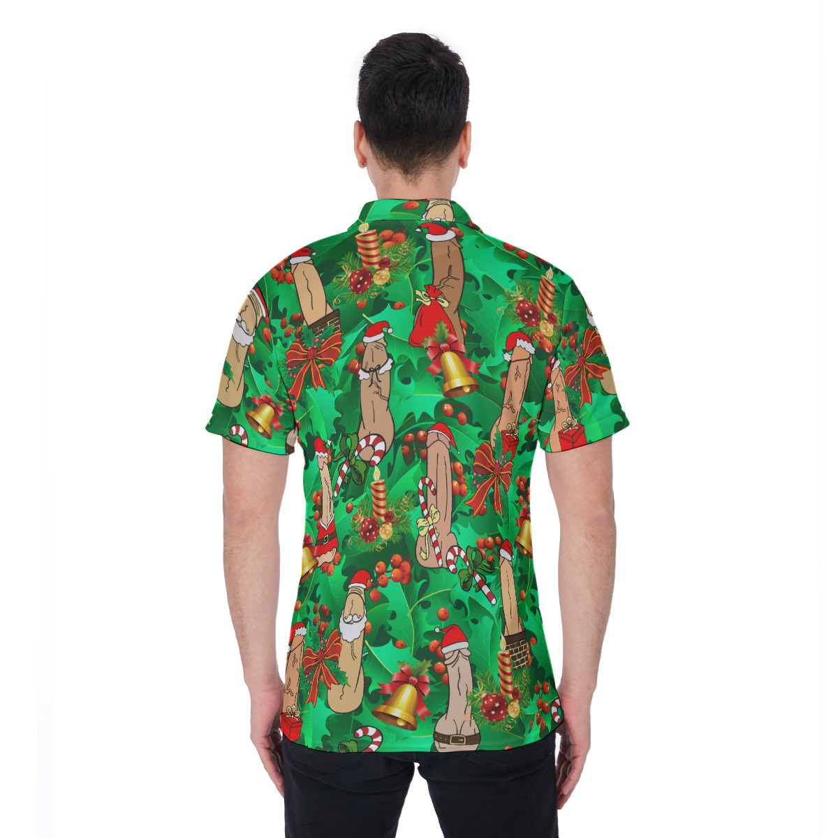 Funny Christmas Penis Hawaiian Polo Shirt For Men