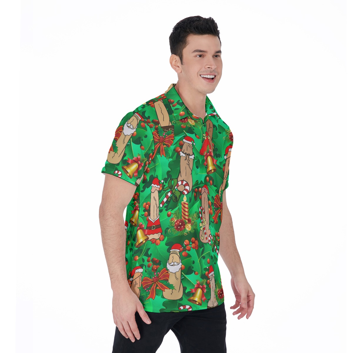 Funny Christmas Penis Hawaiian Polo Shirt For Men