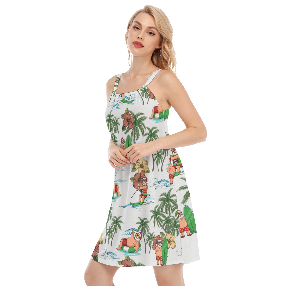 Santa Claus Surfing Aloha Cami Dress For Summer
