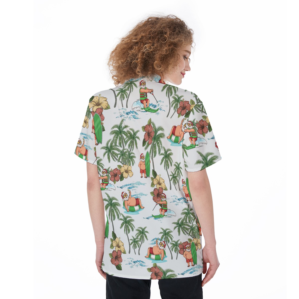 Santa Claus Tropical Aloha Shirt For Women