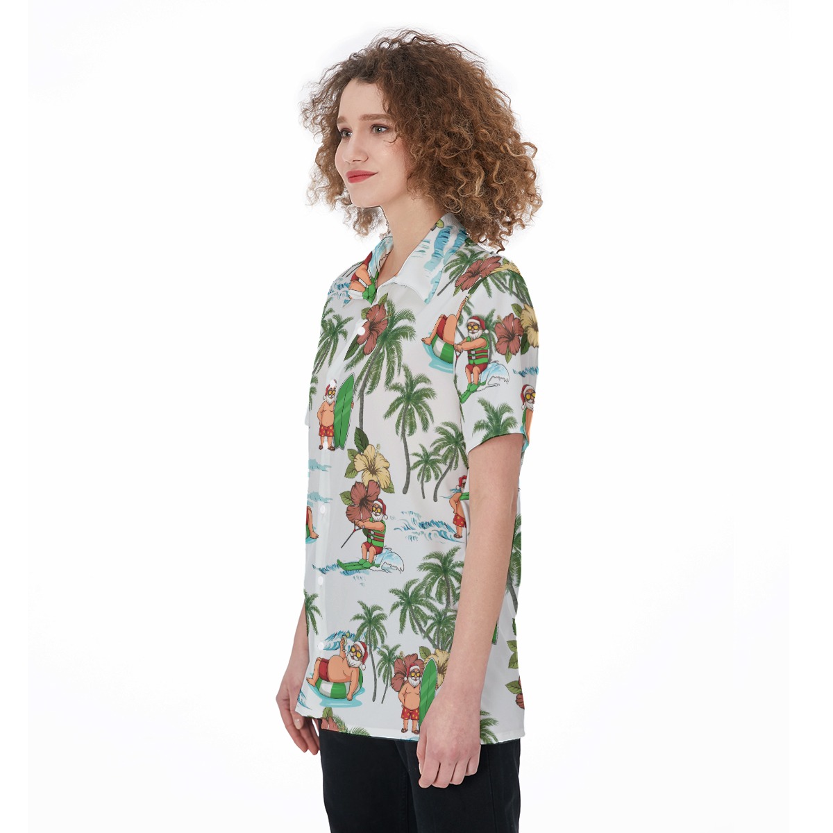 Santa Claus Tropical Aloha Shirt For Women