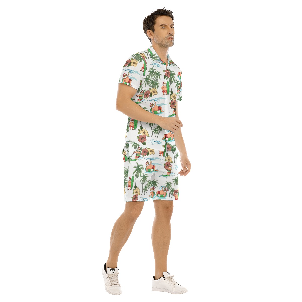 Santa Claus Surfing Aloha Shirt And Beach Shorts For Men