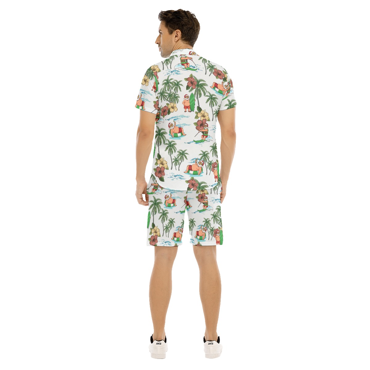 Santa Claus Surfing Aloha Shirt And Beach Shorts For Men