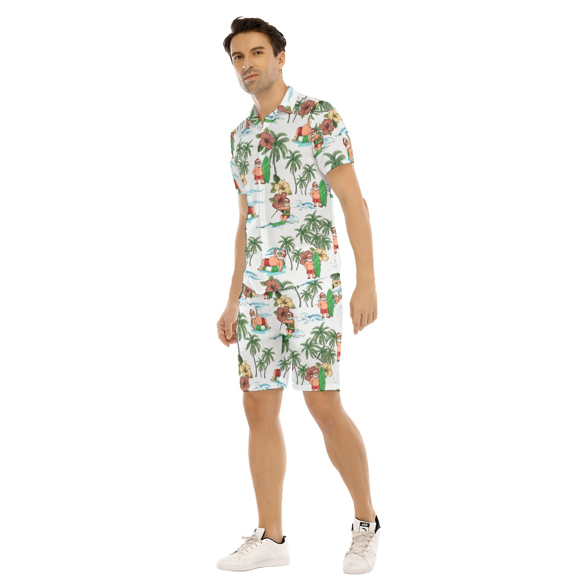 Santa Claus Surfing Aloha Shirt And Beach Shorts For Men