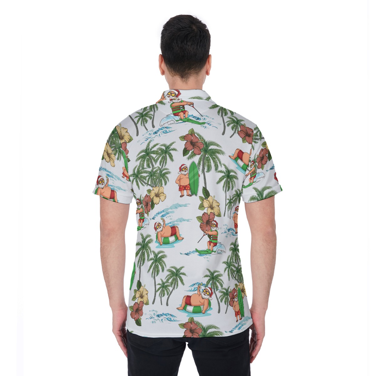 Santa Claus Summer Aloha Polo Shirt For Men
