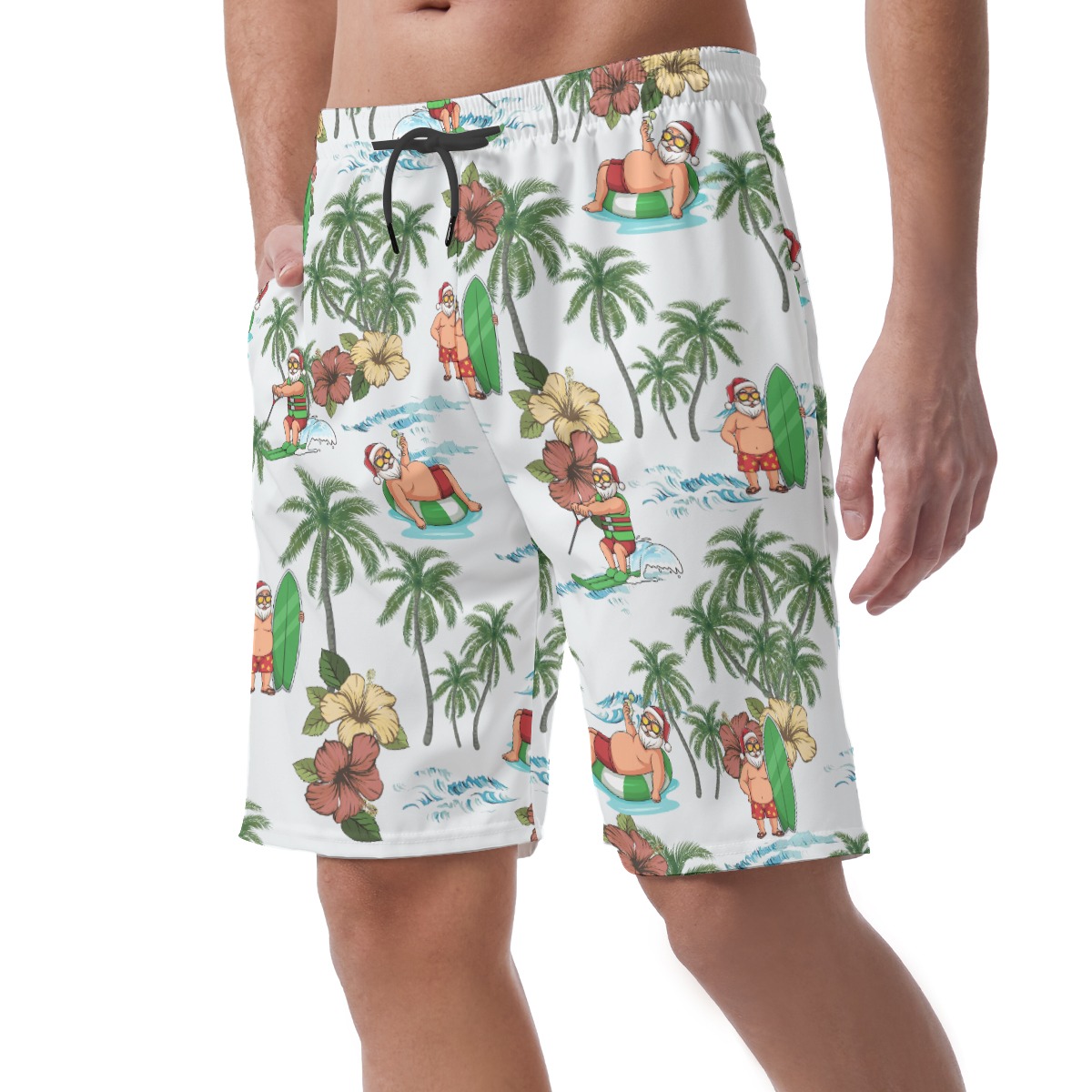 Santa Claus Tropical Hawaiian Board Shorts For Men