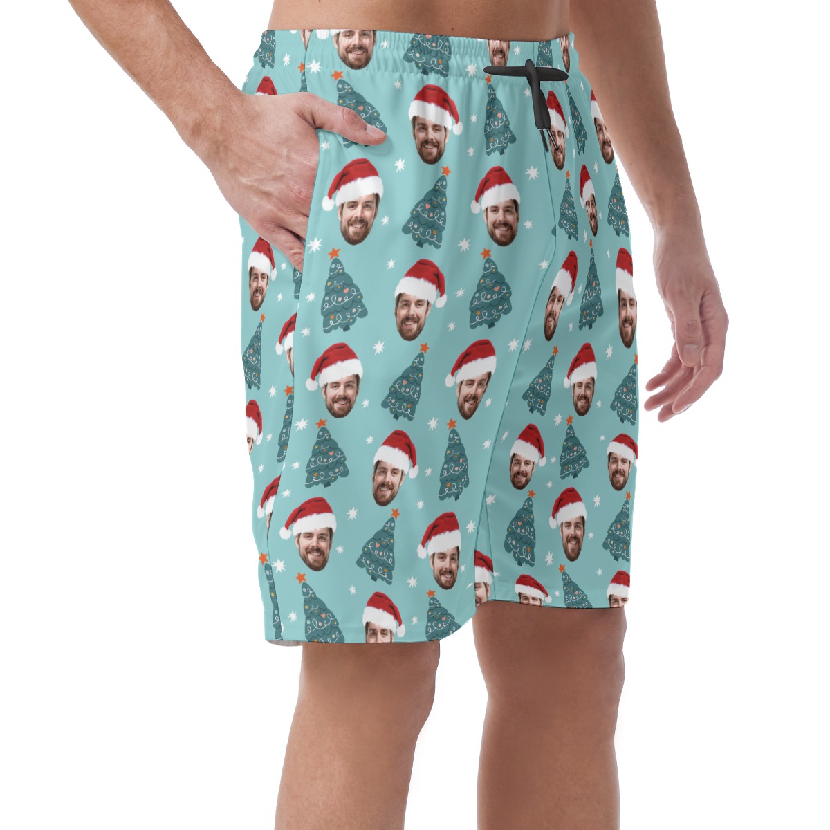 Custom Face Christmas Hawaiian Board Shorts For Men