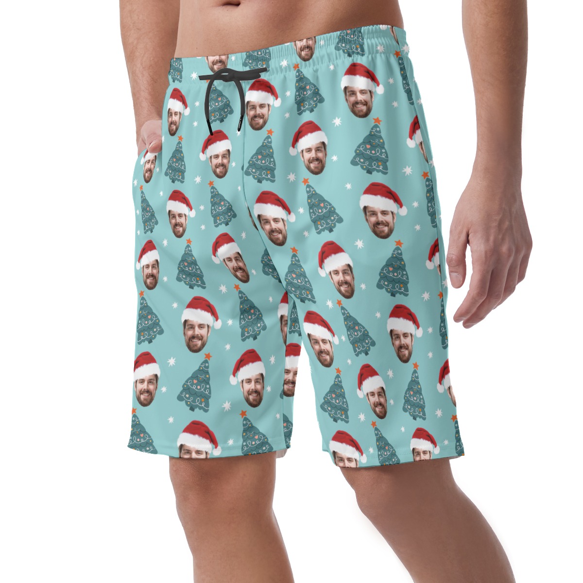 Custom Face Christmas Hawaiian Board Shorts For Men