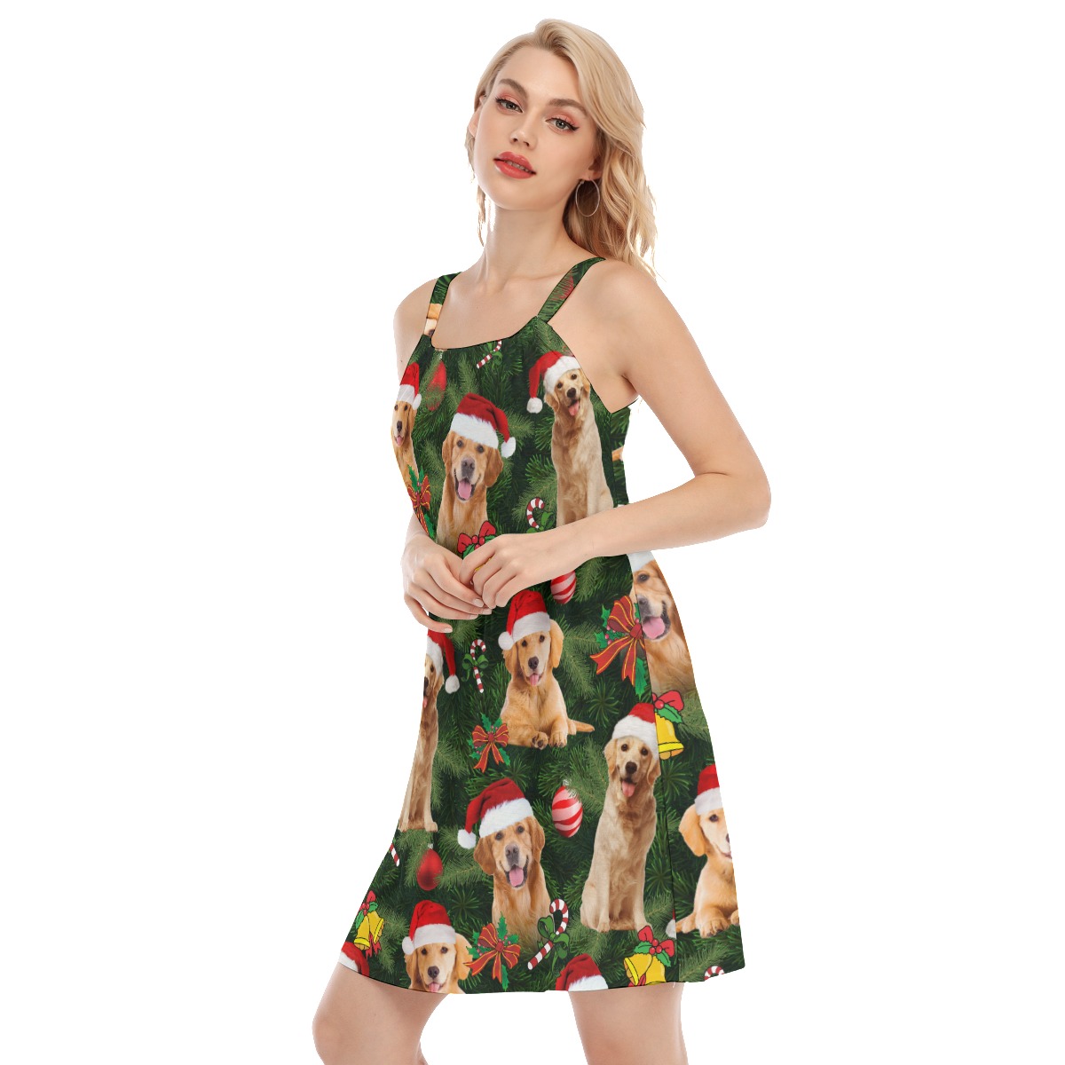 Golden Retriever Aloha Cami Dress For Christmas Vacation