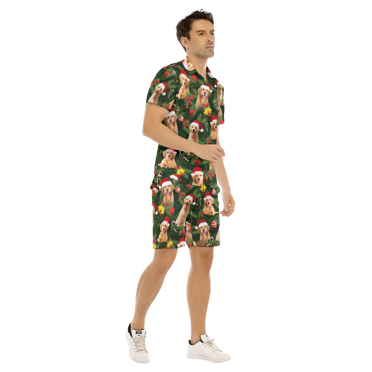 Christmas Golden Retriever Hawaiian Shirt And Board Shorts For Men