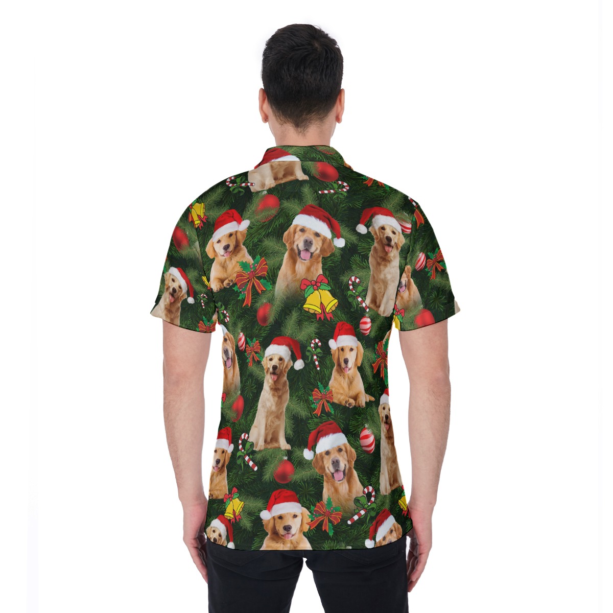 Golden Retriever Christmas Hawaiian Polo Shirt For Men