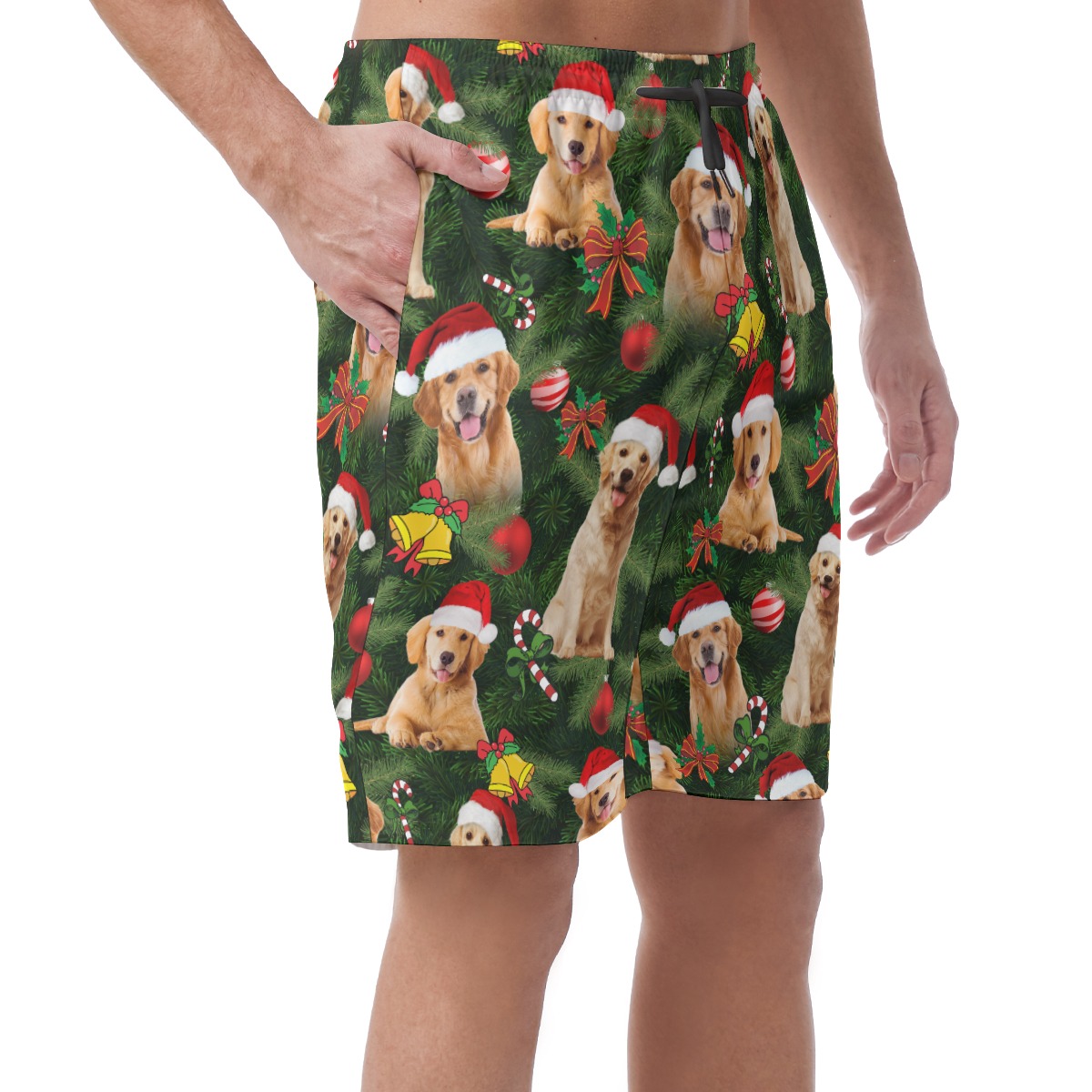 Golden Retriever On Christmas Board Shorts For Men