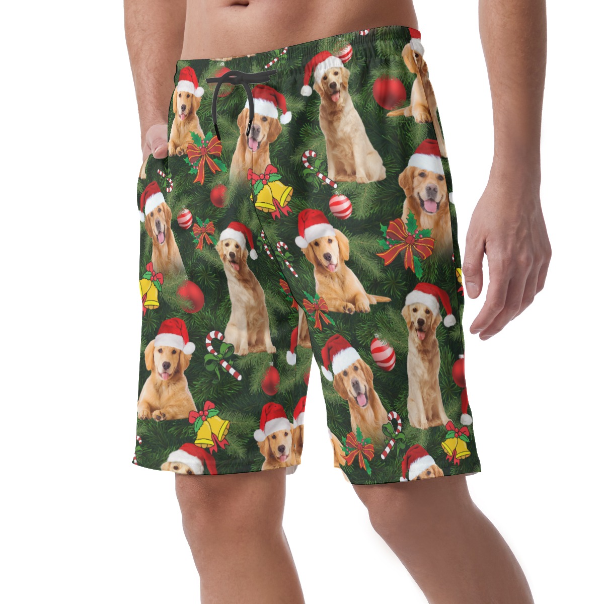 Golden Retriever On Christmas Board Shorts For Men