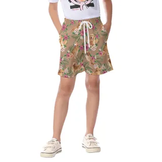 Cute Golden Retriever Hawaiian Board Shorts For Kids