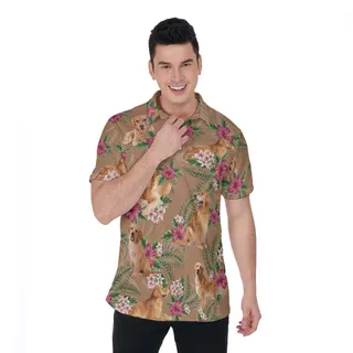 Golden Retriever Hawaiian Polo Shirt For Men