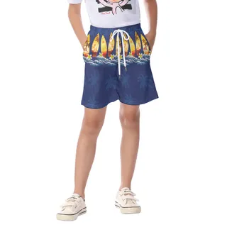 Cute Blue Surfboard Hawaiian Beach Shorts For Kids