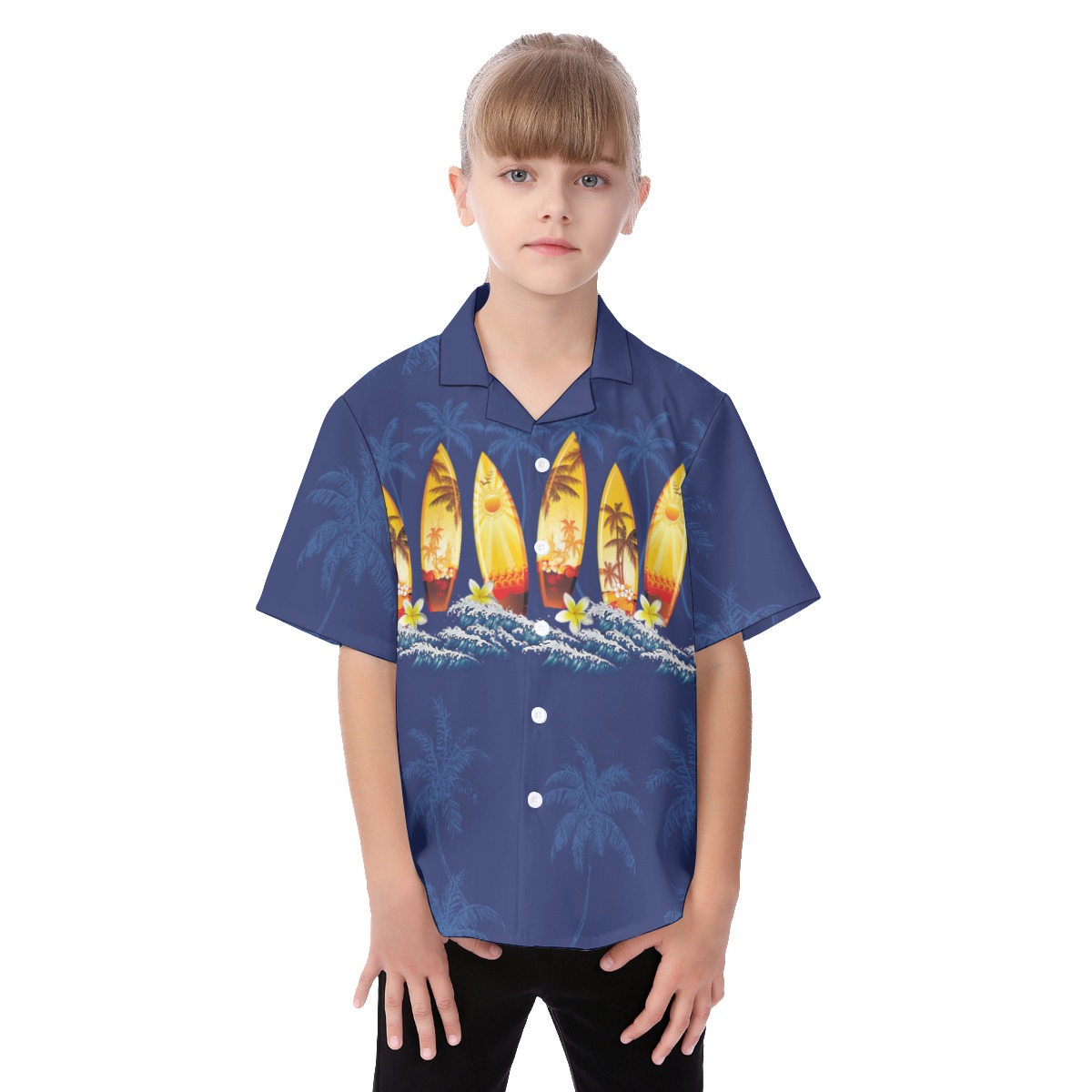 Hawaiian Surfboard Button Up Shirt For Kids - variant image 1