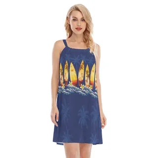 Surfboard Hawaiian Dress For Summer Party