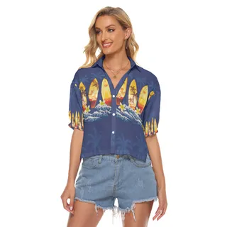 Hawaiian Surfboard Crop Top For Women