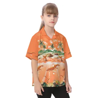 Sea Life Tropical Print Hawaiian Shirt For Kids