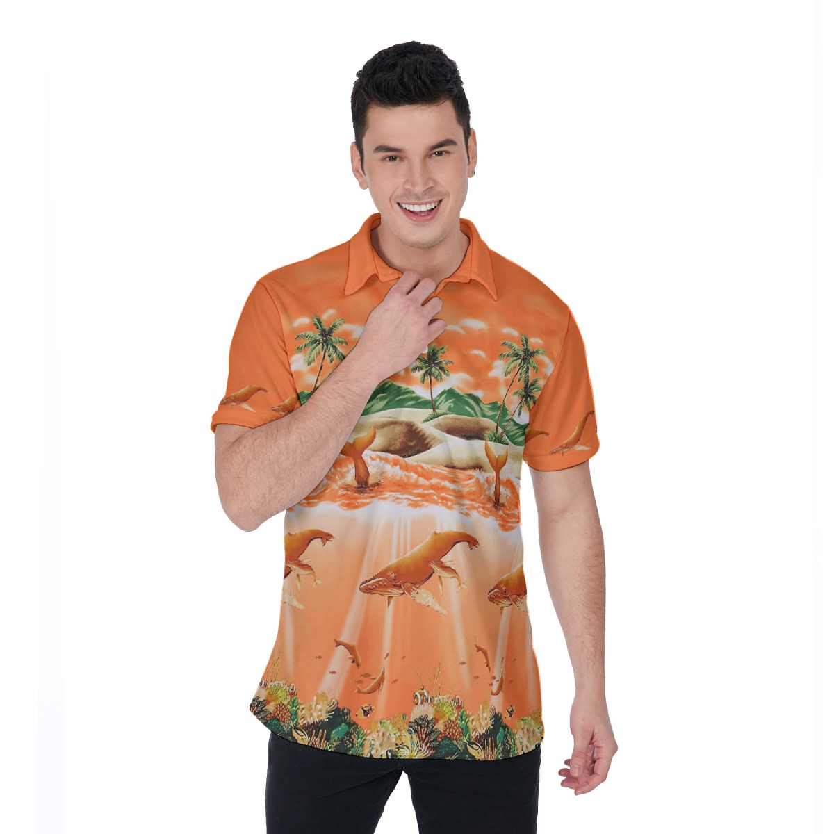 Sea Life Hawaiian Polo Shirt - variant image 1