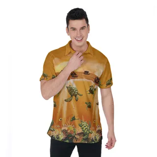 Tropical Sea Life Hawaiian Polo Shirt