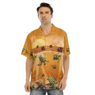 Sea Life Sunset Hawaiian Shirt | Ocean Hawaiian Shirt