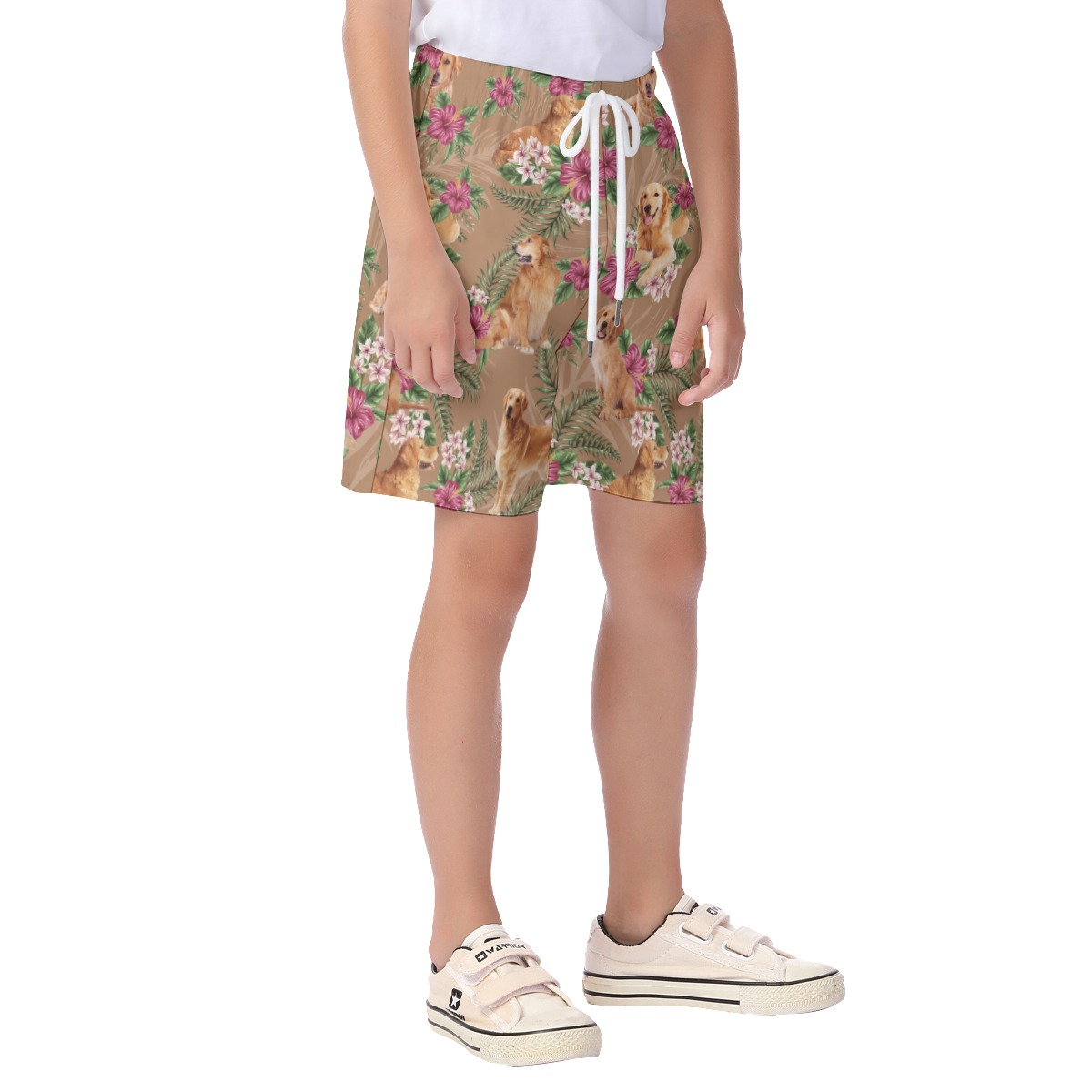 Cute Golden Retriever Hawaiian Board Shorts For Kids