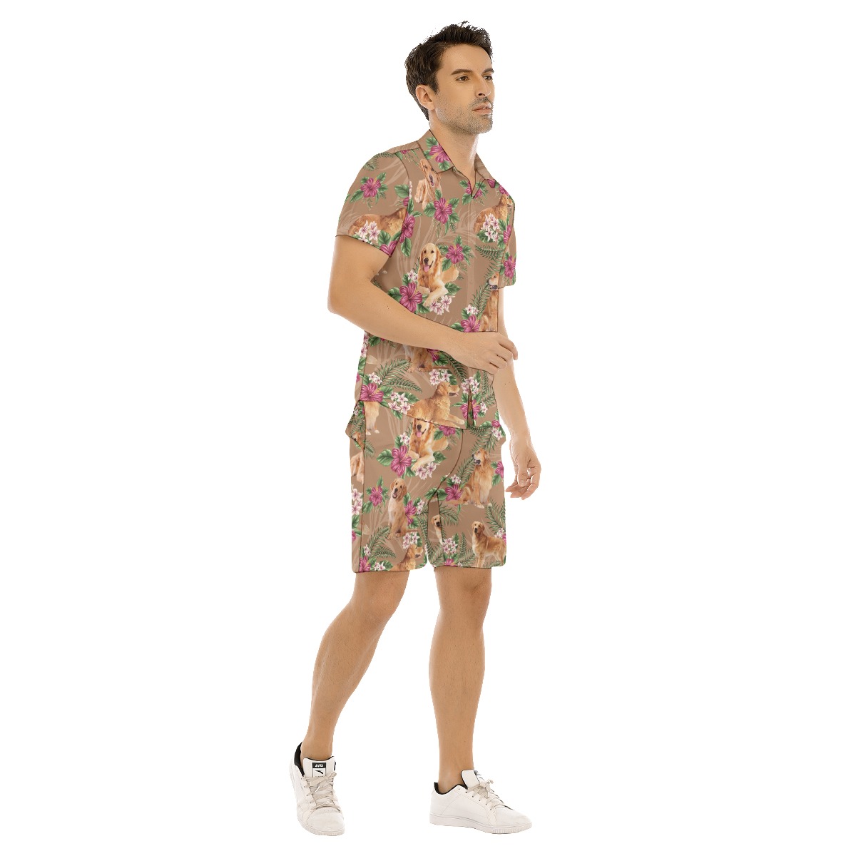 Golden Retriever Hawaiian Shirt And Board Shorts For Men