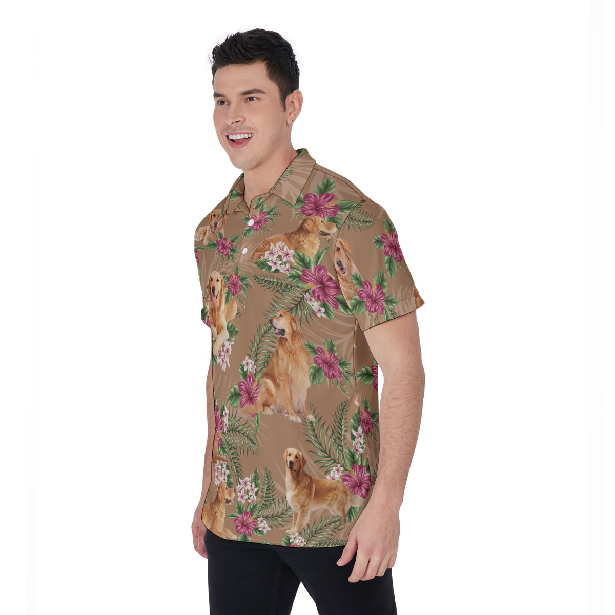 Golden Retriever Hawaiian Polo Shirt For Men