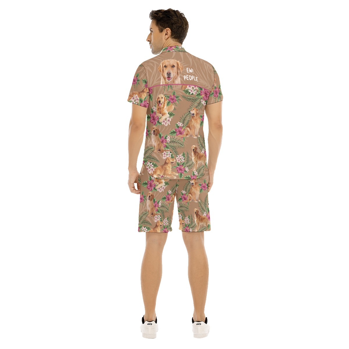 Golden Retriever Hawaiian Shirt And Board Shorts For Men