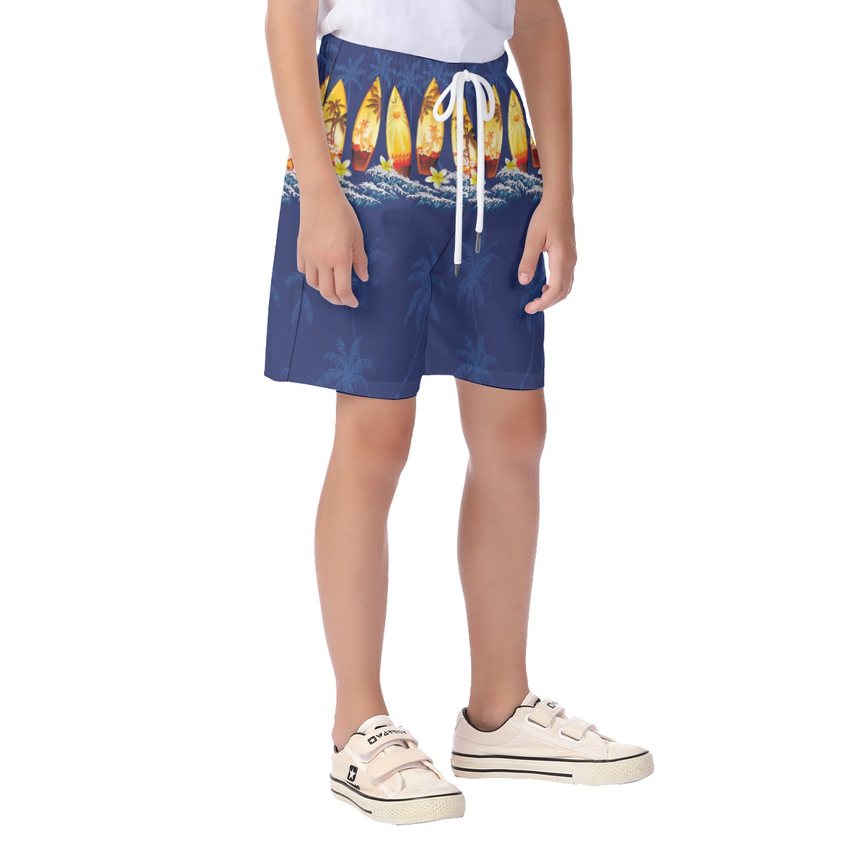 Cute Blue Surfboard Hawaiian Beach Shorts For Kids