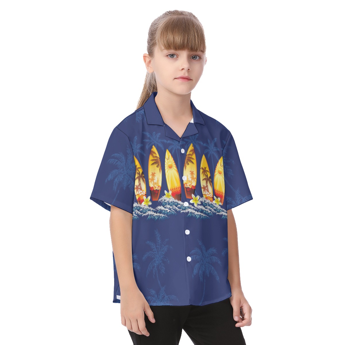 Hawaiian Surfboard Button Up Shirt For Kids