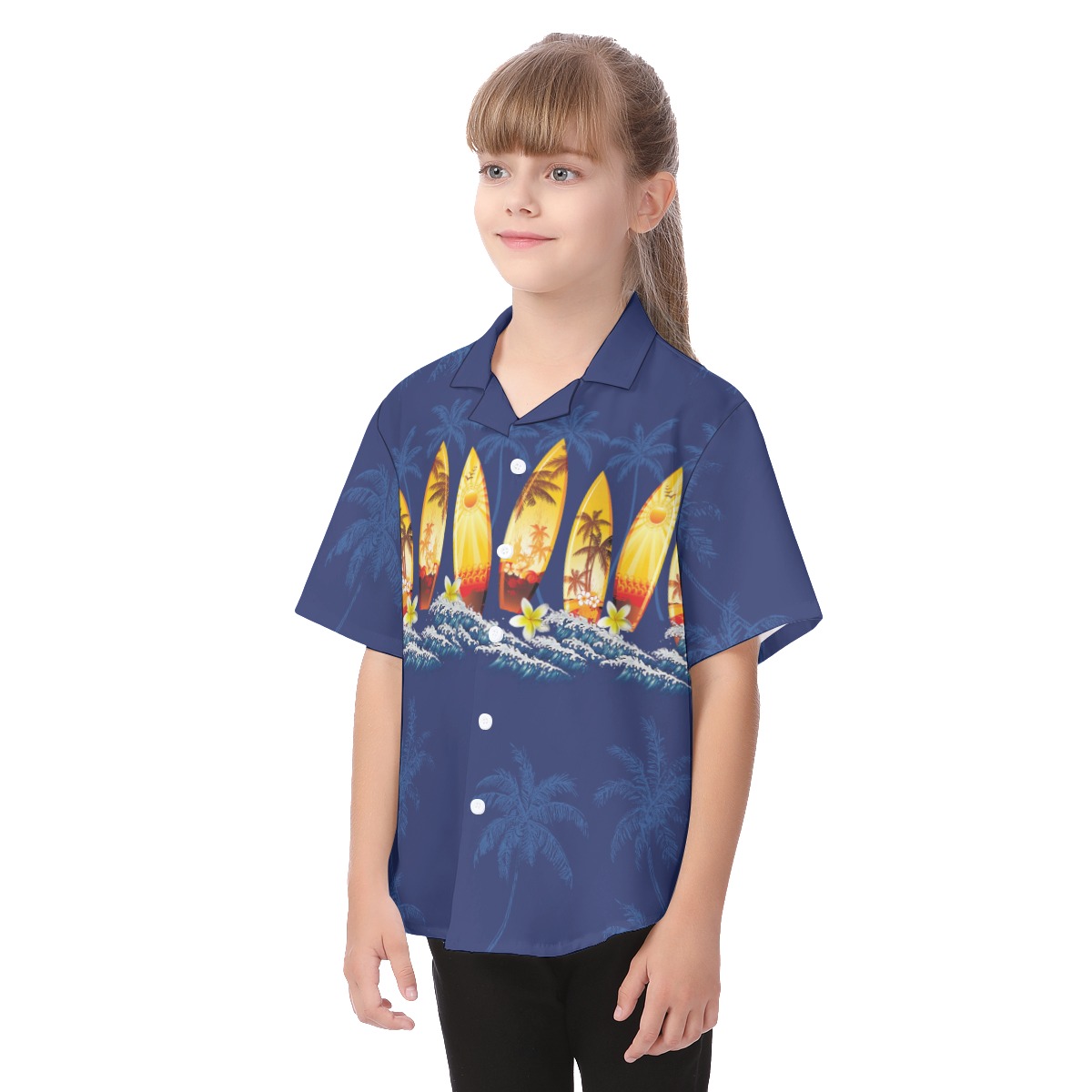 Hawaiian Surfboard Button Up Shirt For Kids