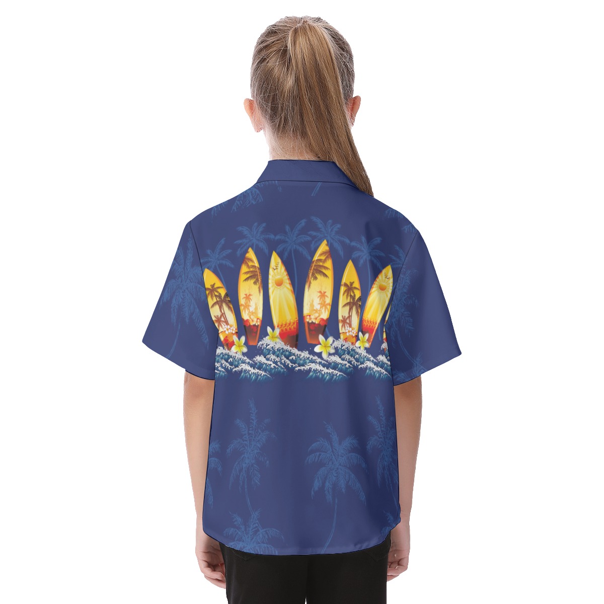Hawaiian Surfboard Button Up Shirt For Kids