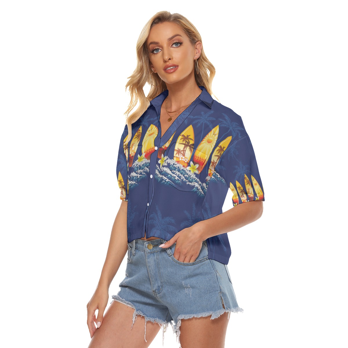 Hawaiian Surfboard Crop Top For Women