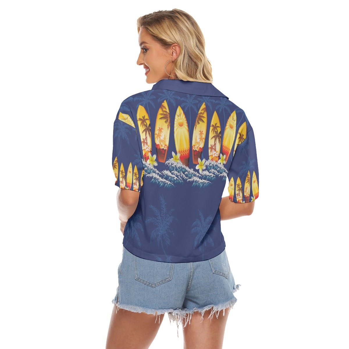 Hawaiian Surfboard Crop Top For Women