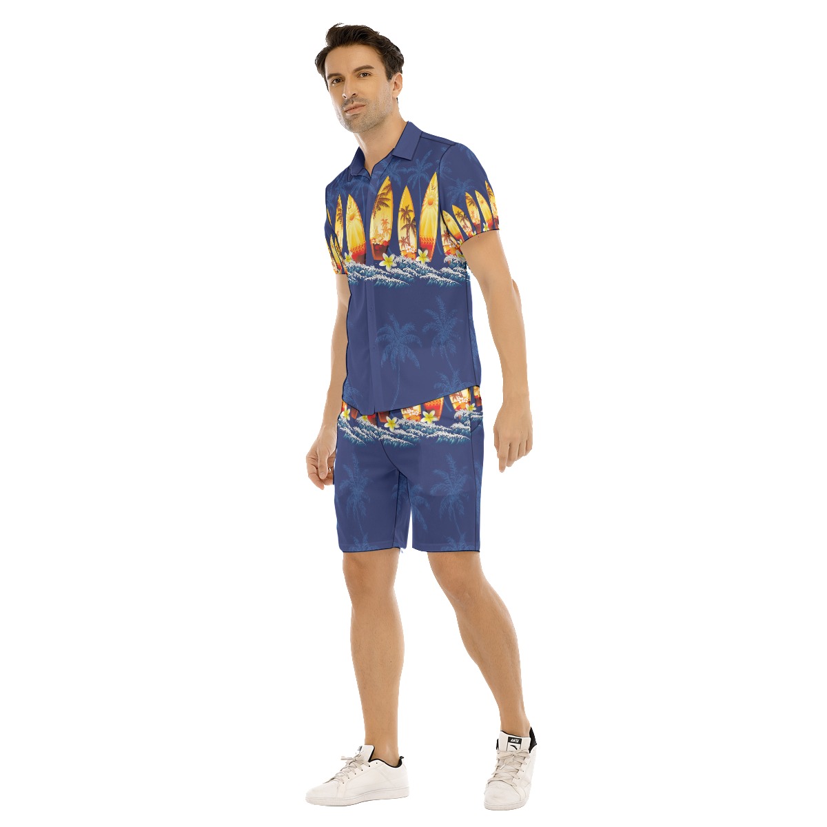 Surfboard Aloha Shirt And Shorts For Men