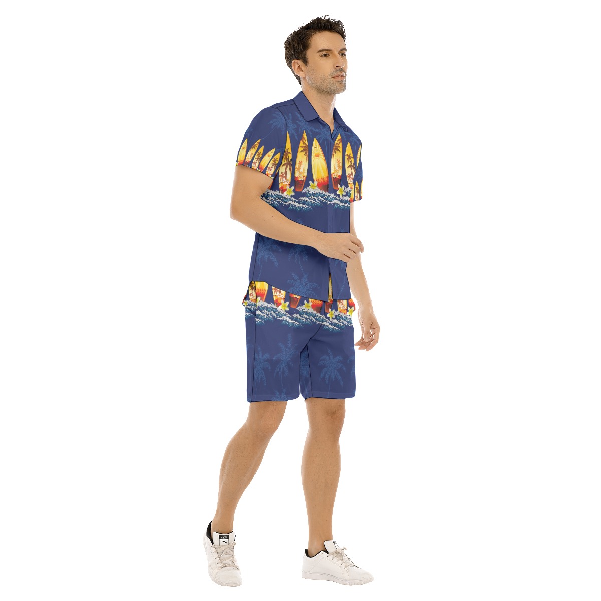 Surfboard Aloha Shirt And Shorts For Men